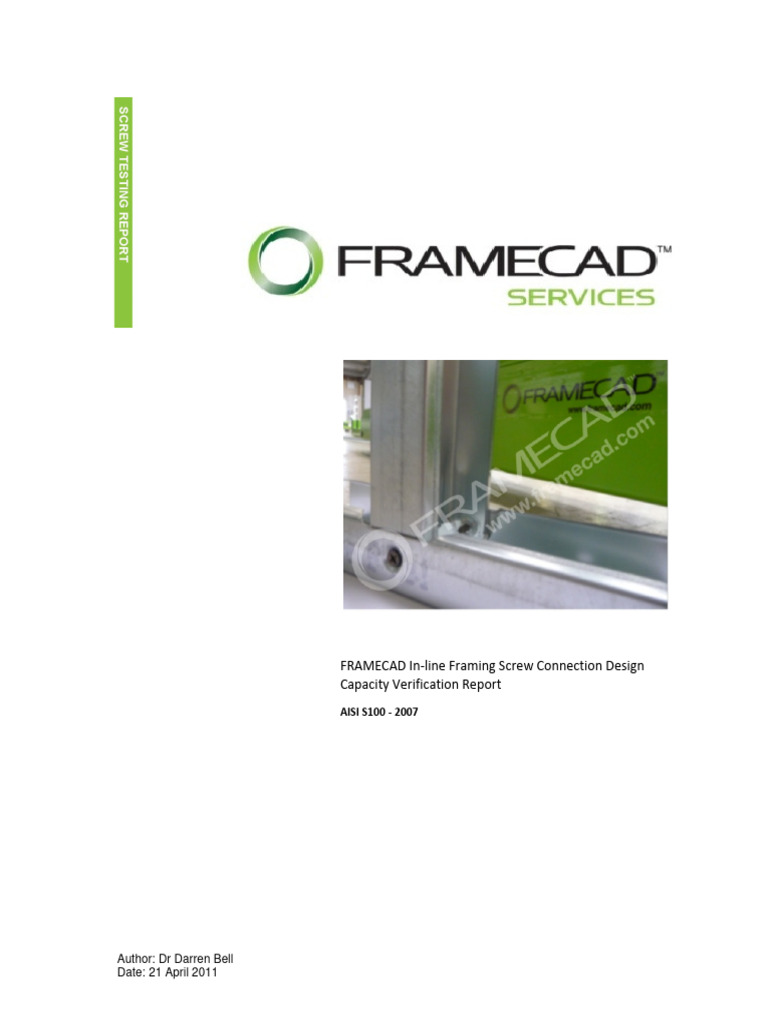 FRAMECAD Screw Connection Capacity Report | PDF | Mechanical Engineering