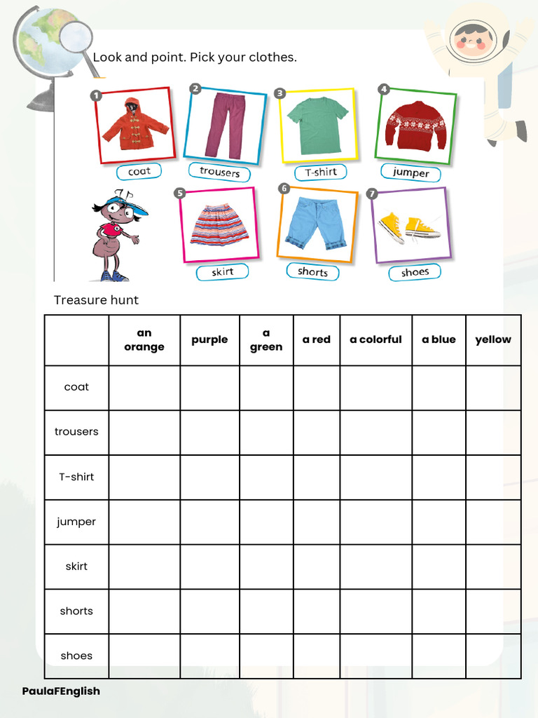 Colorful Clothing Vocabulary Guide | PDF