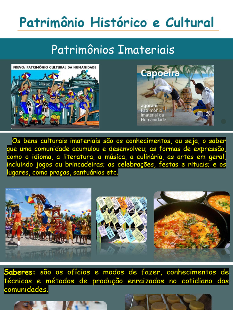 Patrimônio Cultural e Imaterial Brasileiro | PDF | Herança cultural ...