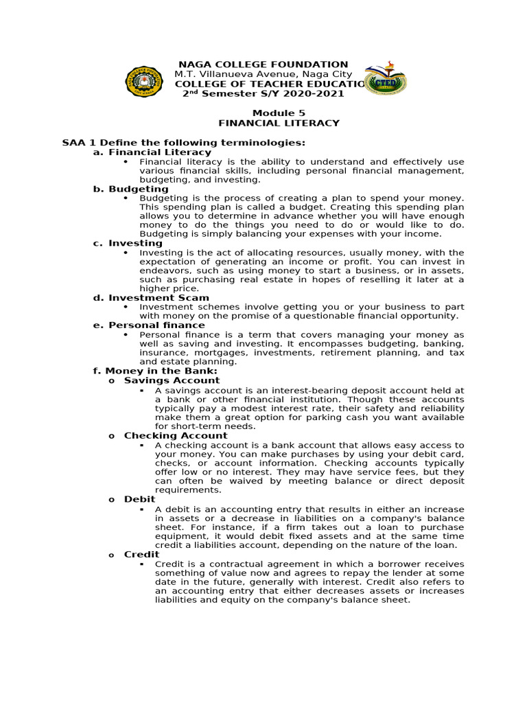 Module 5 - Leslie C. Quinones | PDF | Debits And Credits | Economies