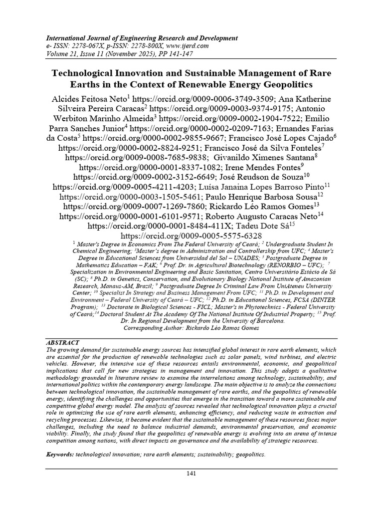 Rare Earths: Innovation & Geopolitics | PDF | Sustainability | Innovation