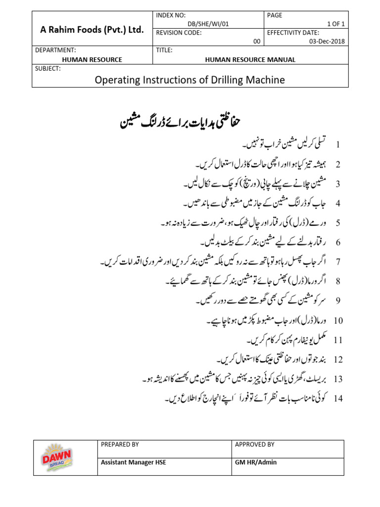 Operating Instructions of Drilling Machine | PDF