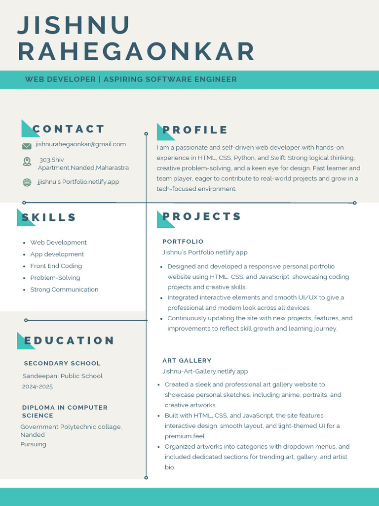 Web Developer & Aspiring Software Engineer | PDF
