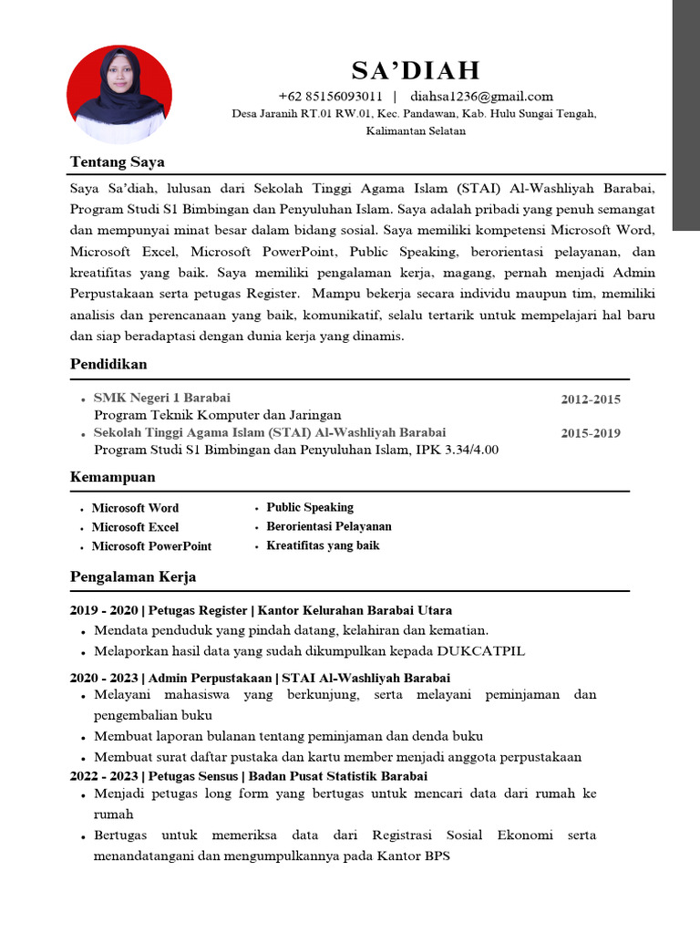 CV SA'DIAH (1) | PDF