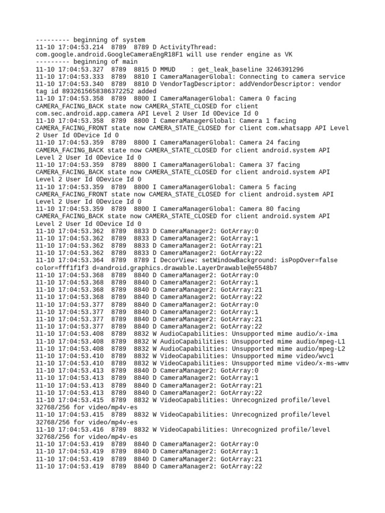 Camera State and Connection Logs | PDF | Computing | Computer Programming