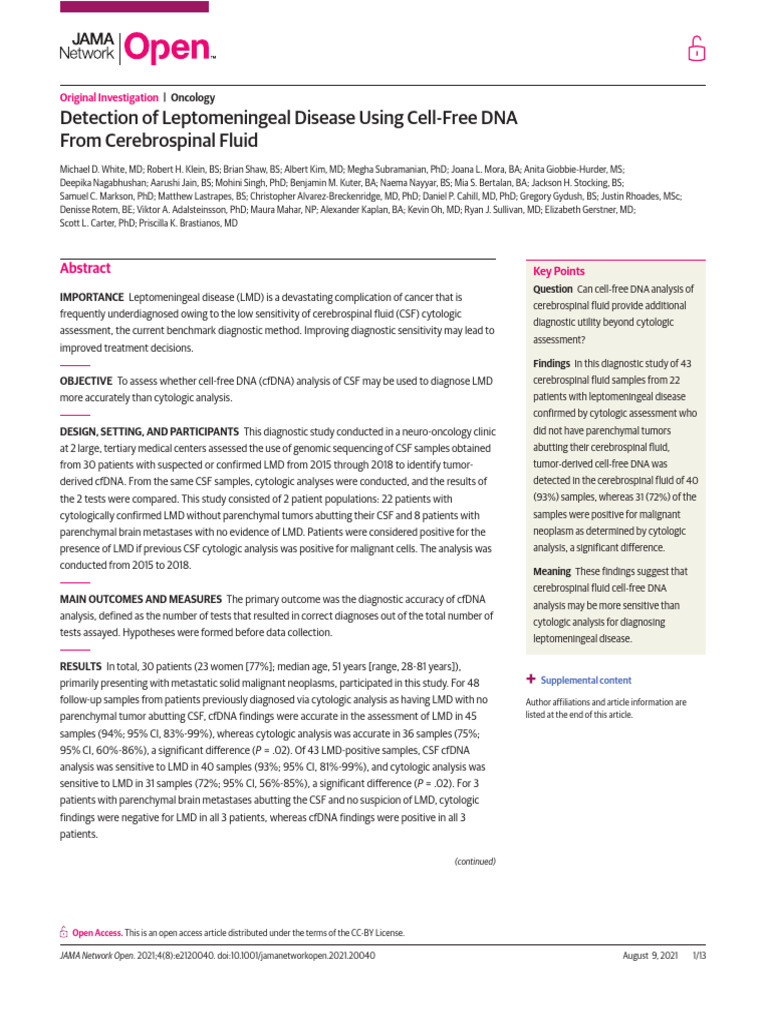 White 2021 Oi 210590 1627686272.12707 | PDF | Cerebrospinal Fluid ...