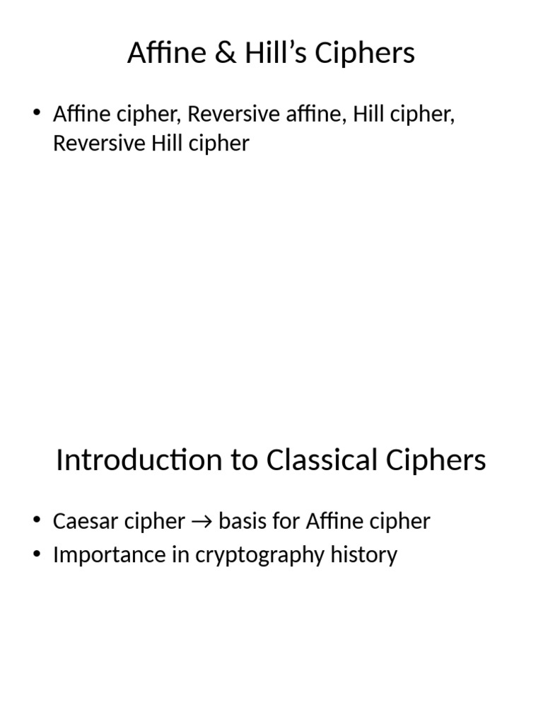 Affine Hill Ciphers Lecture Final | PDF | Encryption | Cipher