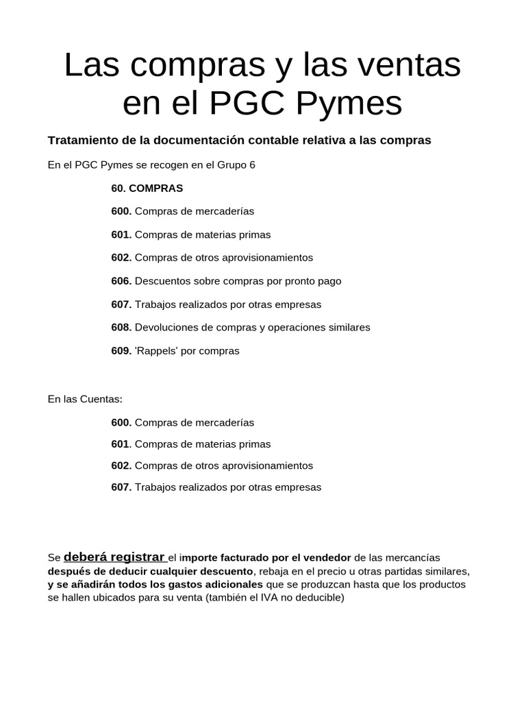 Compras y Ventas en PGC Pymes | PDF | Factura | Contabilidad