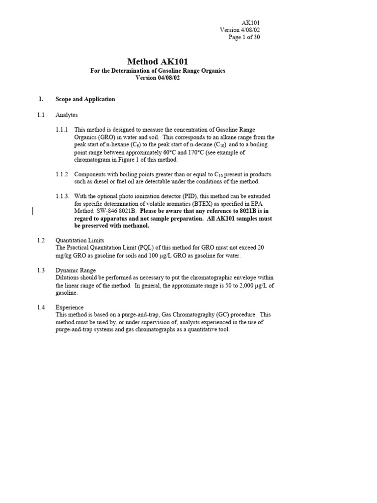Att C - AK Methods 101, 102, 103 | PDF | Gas Chromatography ...