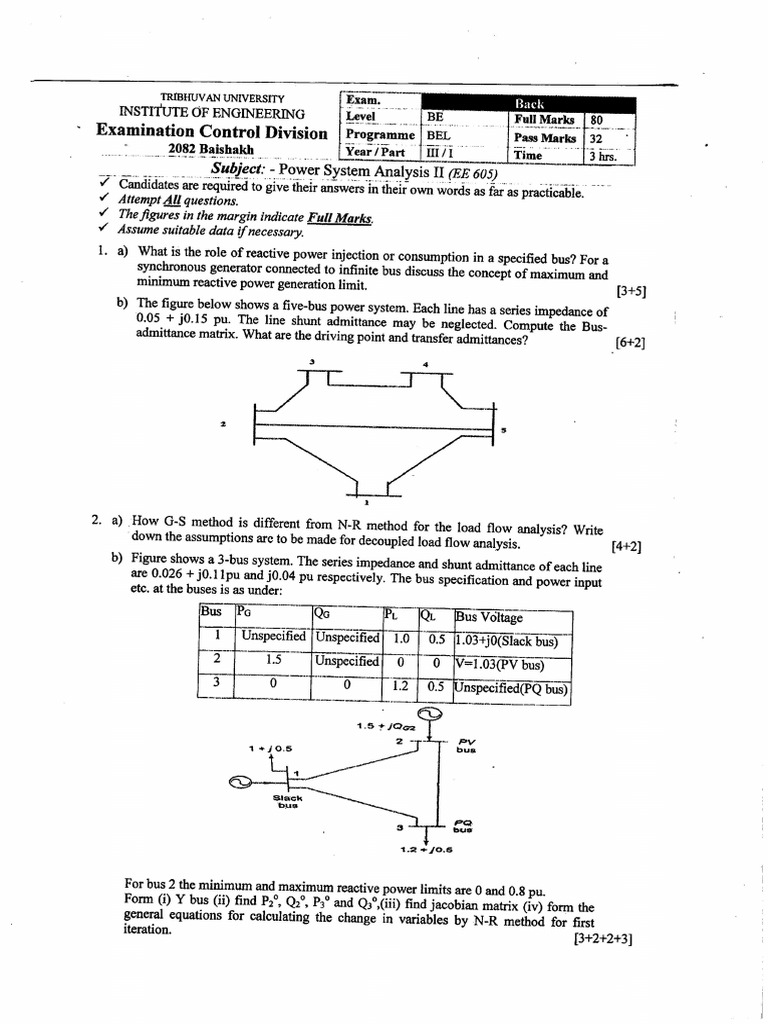 Power System Analysis Exam Questions | PDF | Power (Physics) | Power ...