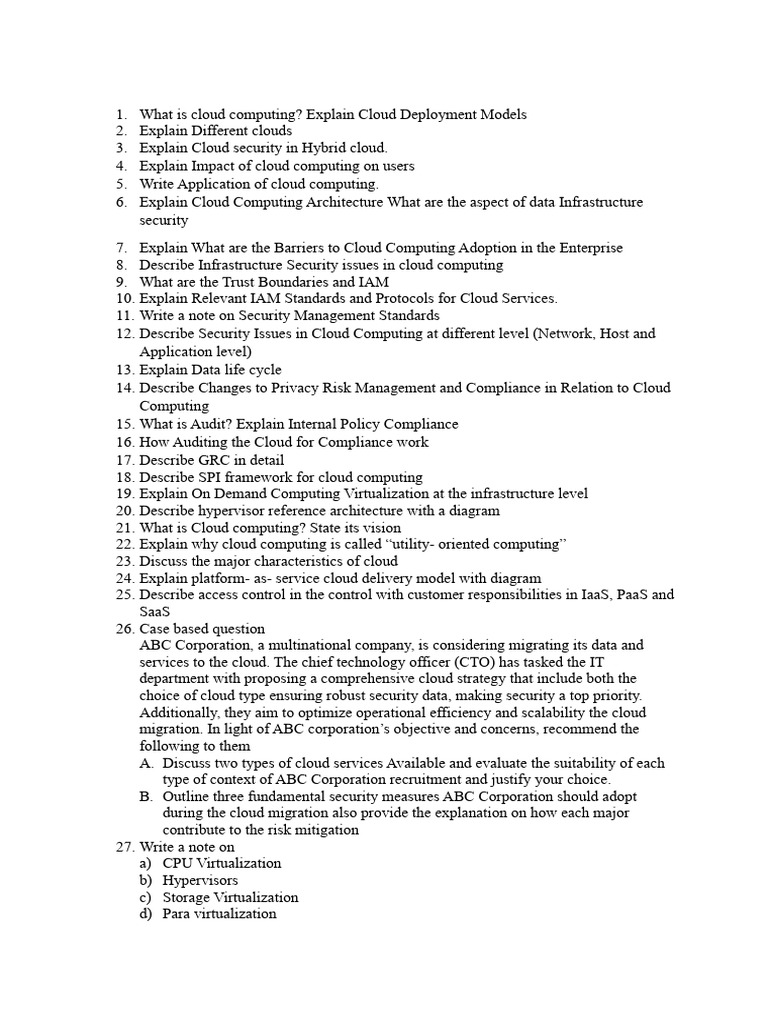 QB CC | PDF | Cloud Computing | Computer Engineering