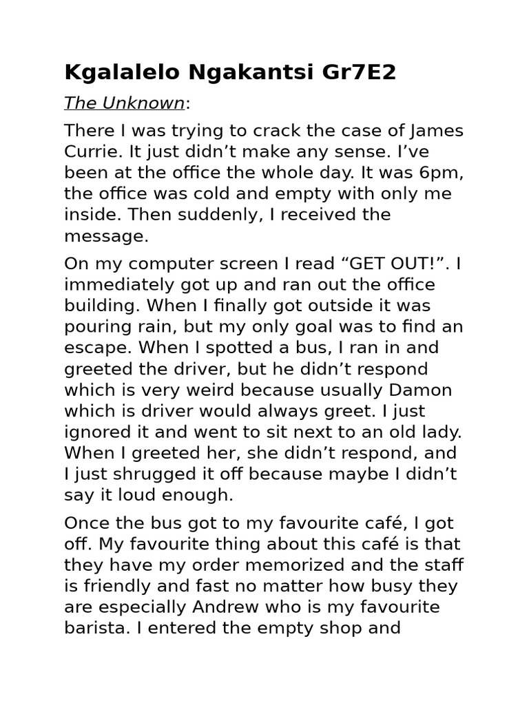 The Unknown | PDF