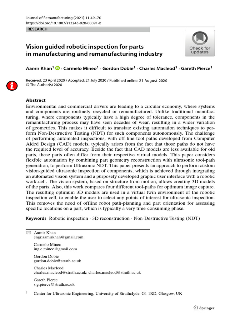 Vision-Guided Robotic NDT Inspection | PDF | Computer Vision | 3 D ...