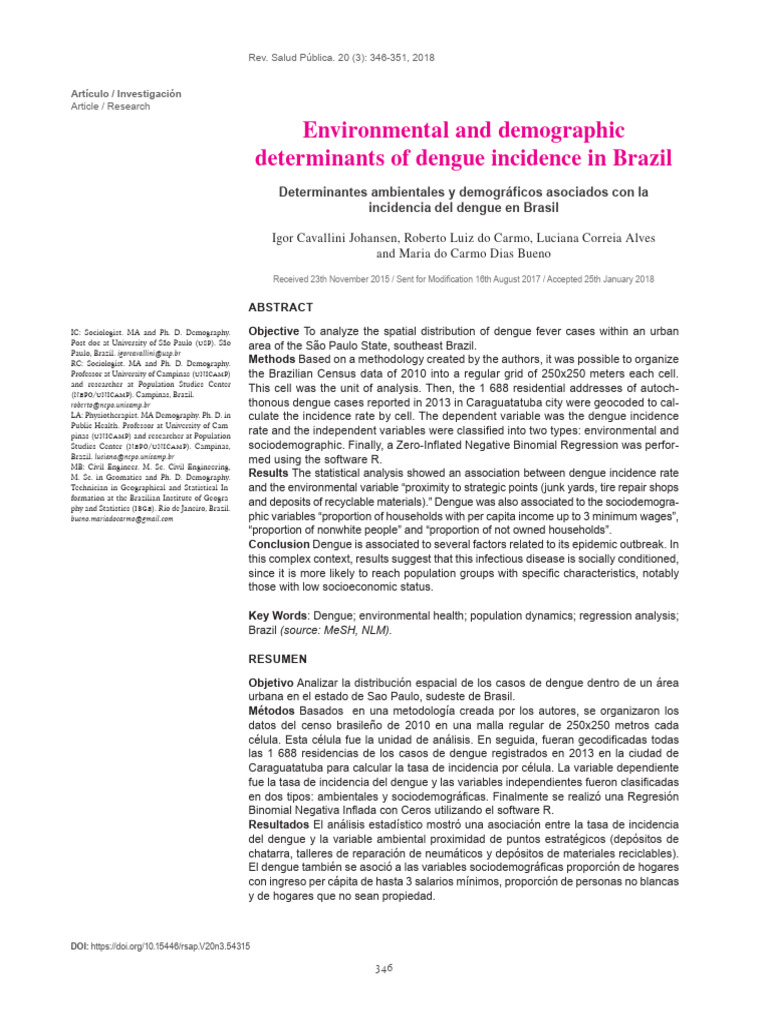 Dengue Incidence Factors in Brazil | PDF