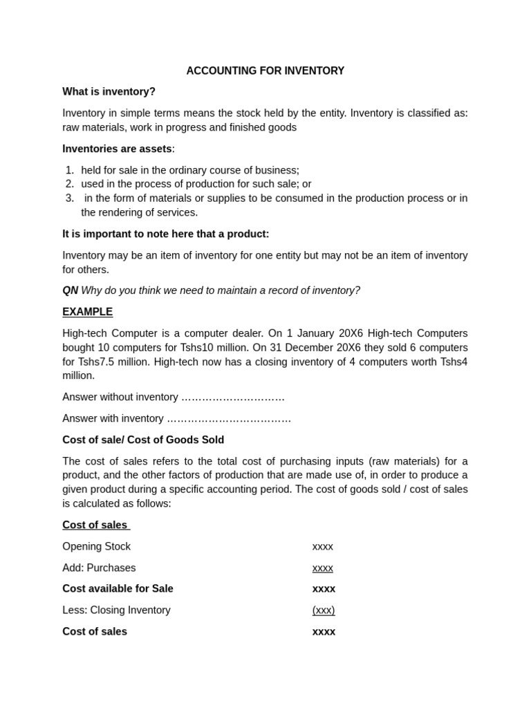 Accounting For Inventory | PDF | Inventory | Cost Of Goods Sold