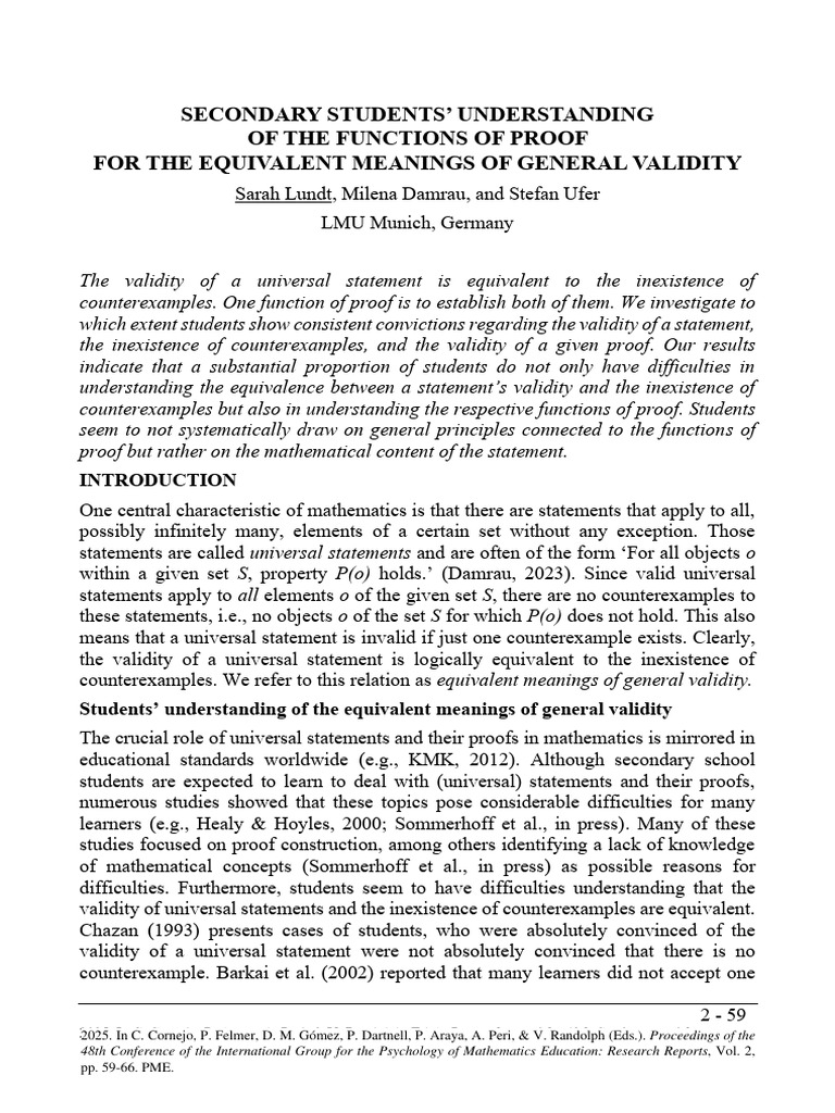 Students' Understanding of Proof Validity | PDF | Mathematical Proof ...