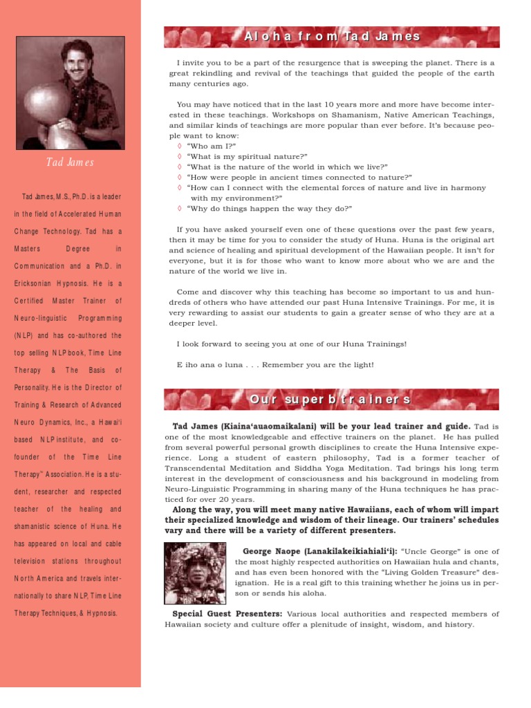Huna Shaman Info | PDF | Neuro Linguistic Programming | Meditation