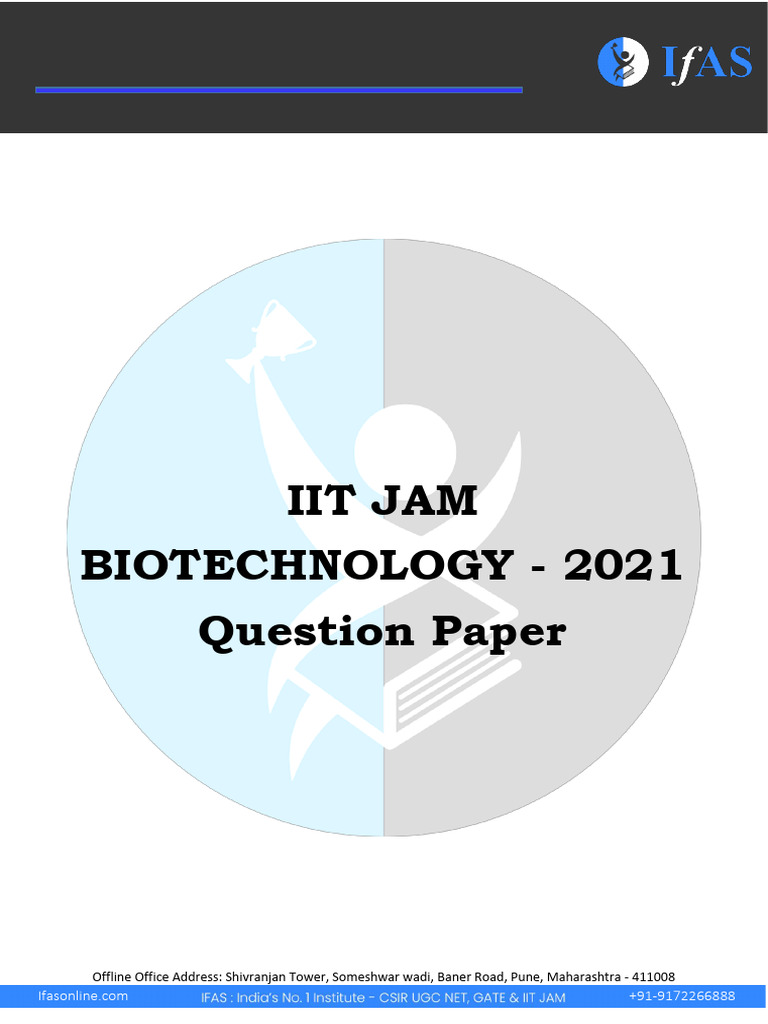 Iit Jam Biotechnology Previous Year Question Paper - 2021 | PDF ...