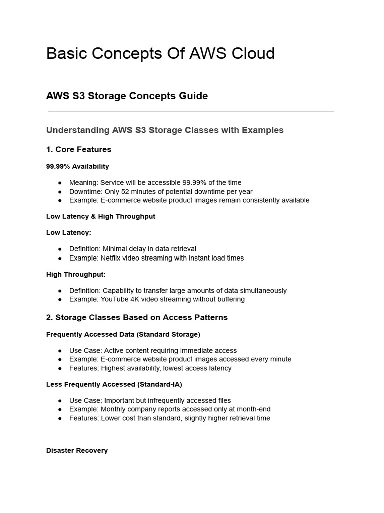 AWS S3 Storage Classes Explained | PDF | Backup | Computer Data Storage