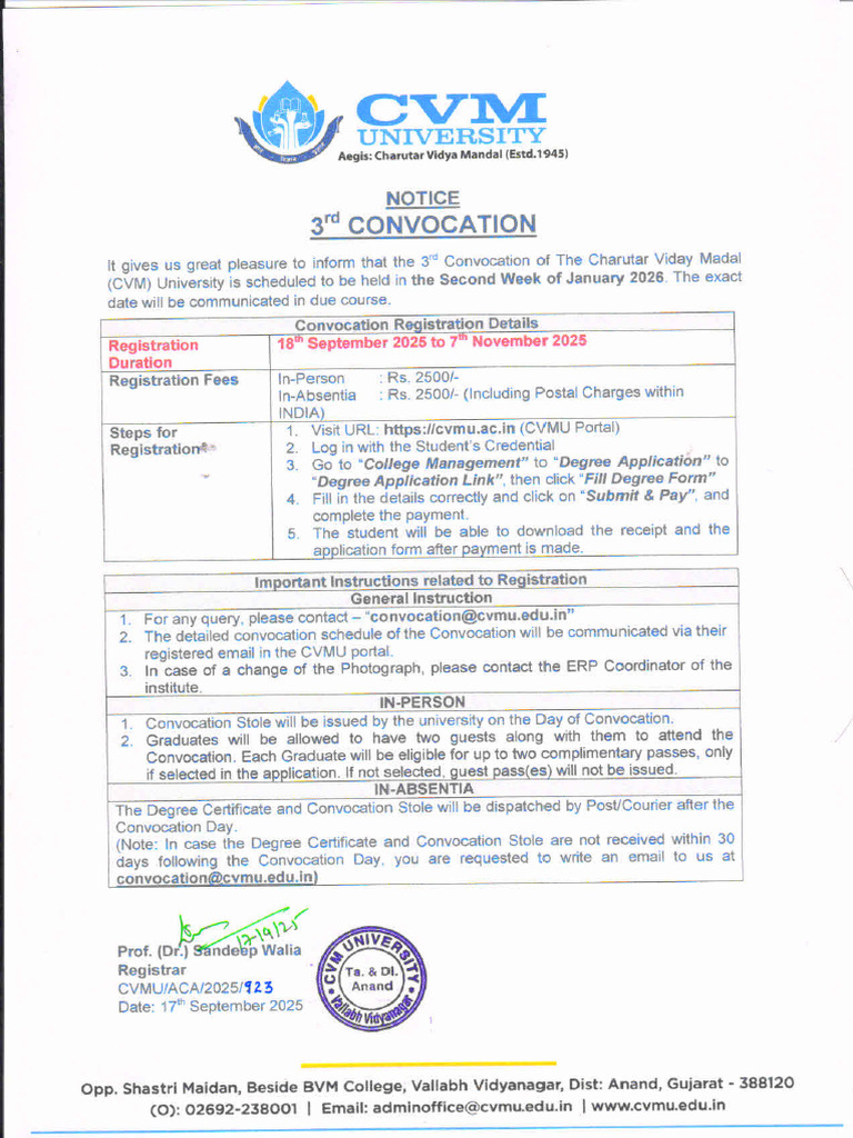 3rd Convocation Notice | PDF