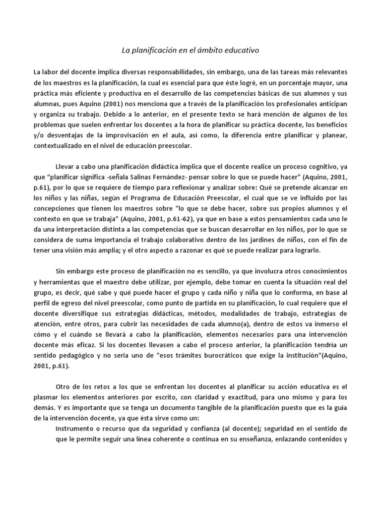 Retos de la Planificación Educativa | PDF | Jardín de infancia ...