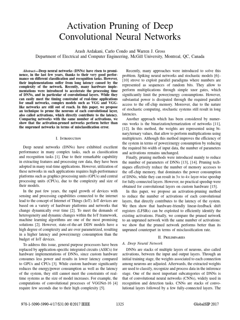 Activation Pruning for CNN Latency Reduction | PDF | Deep Learning ...