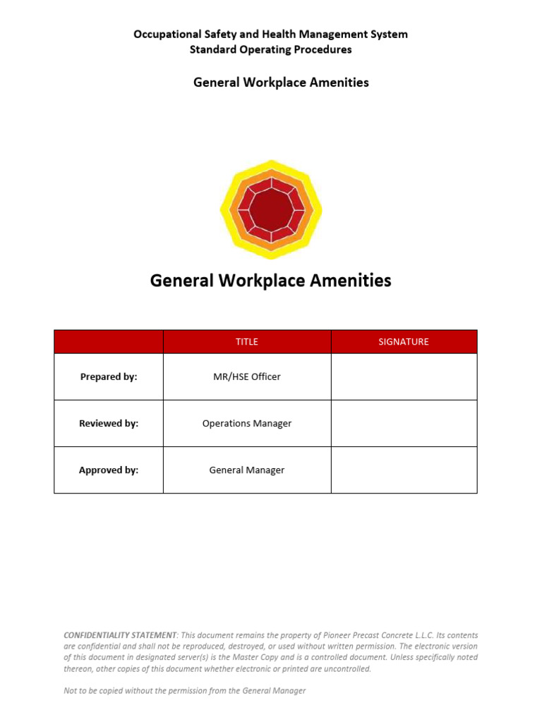 PPC OSHMS PR 07 SOP 06 General Workplace Amenities | PDF | Occupational ...