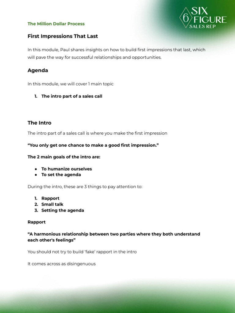 Sales Phase2 Ep3 First Impression That Last | PDF