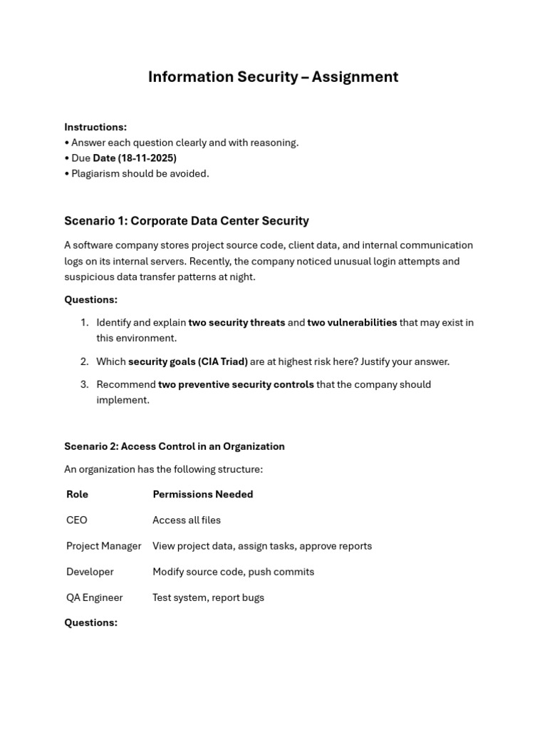 Assignment1 Infosec | PDF | Information Security | Security