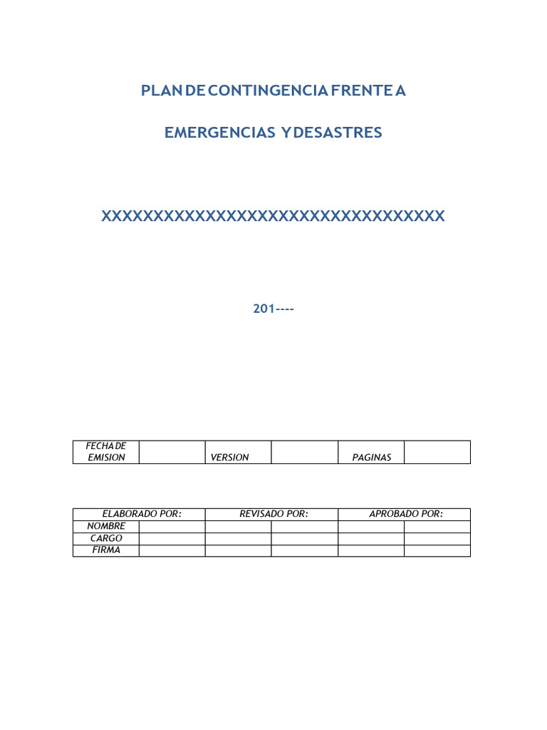 Plan de Contingencia para Emergencias | PDF | Defensa Civil | Emergencia