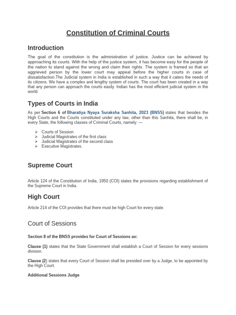 Overview of India's Criminal Courts | PDF | Magistrate | Sentence (Law)