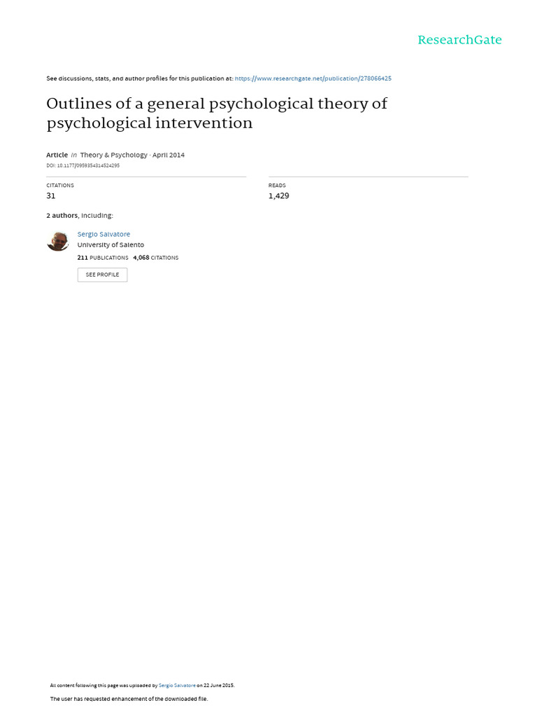 General Psychological Theory of Intervention | PDF | Psychology | Theory