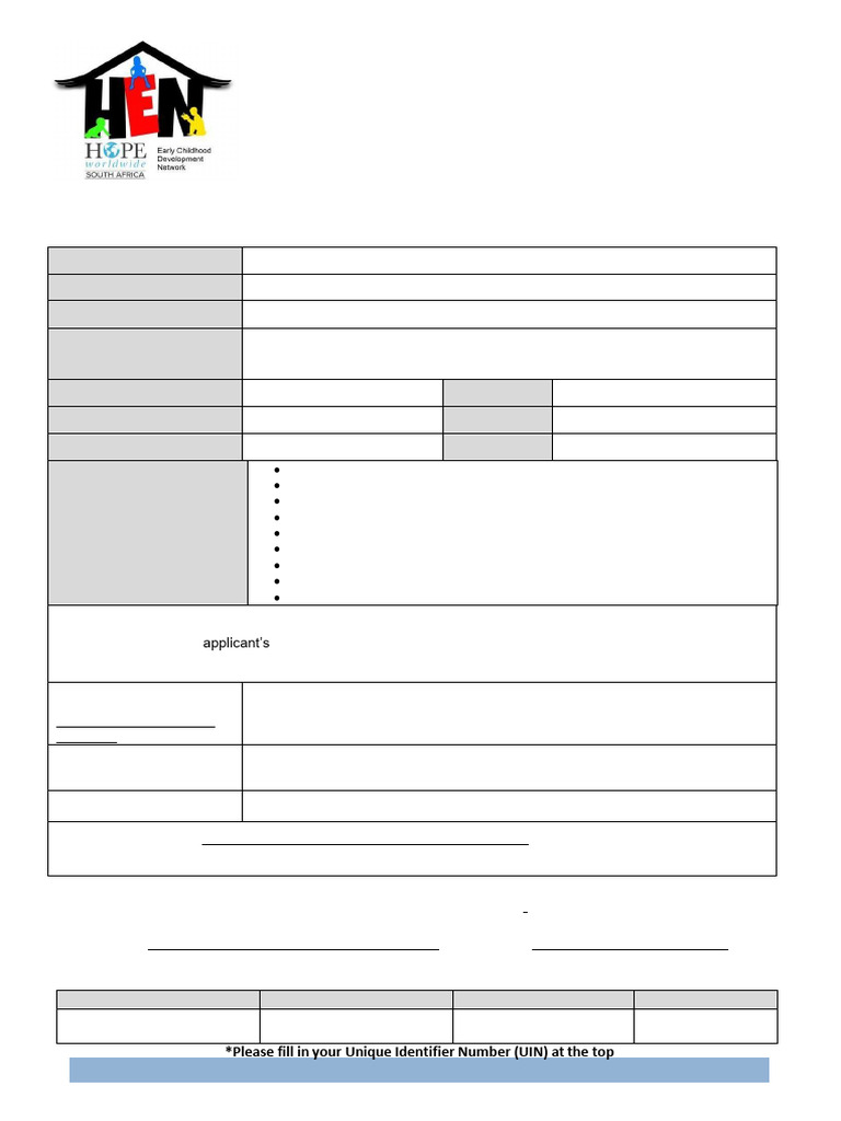 HOPE Worldwide ECD Network Application Form | PDF