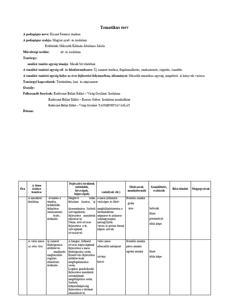Tematikus Terv | PDF
