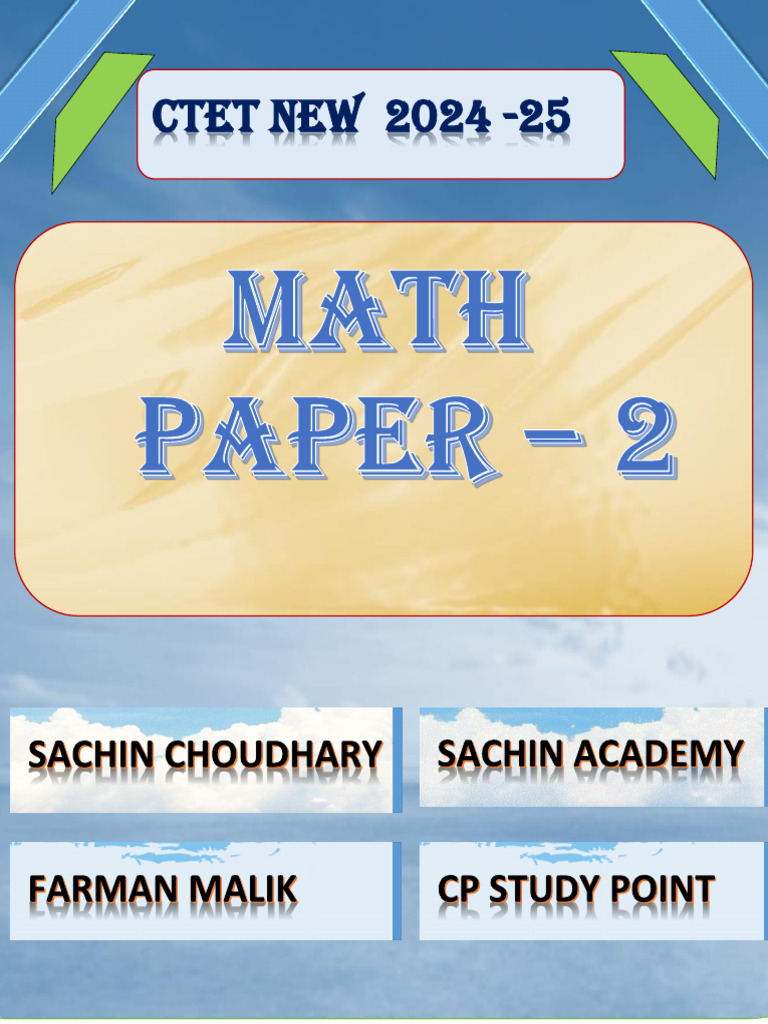 Ctet Math Paper - 2 | PDF | Triangle | Rectangle