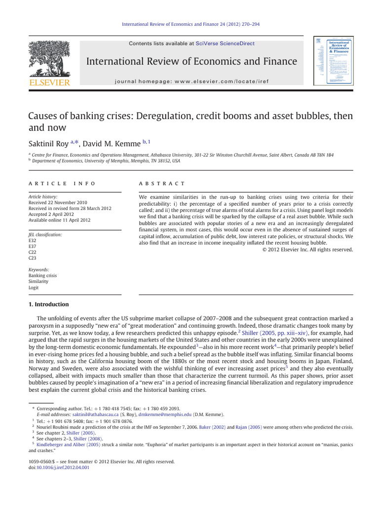 Causes of Banking Crises Explained | PDF | Cost Of Living | Economic Bubble