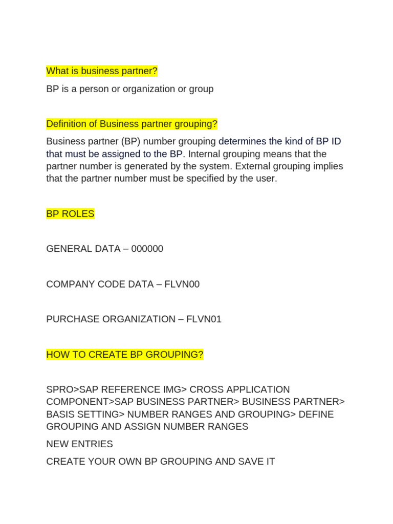 Understanding Business Partner Grouping | PDF