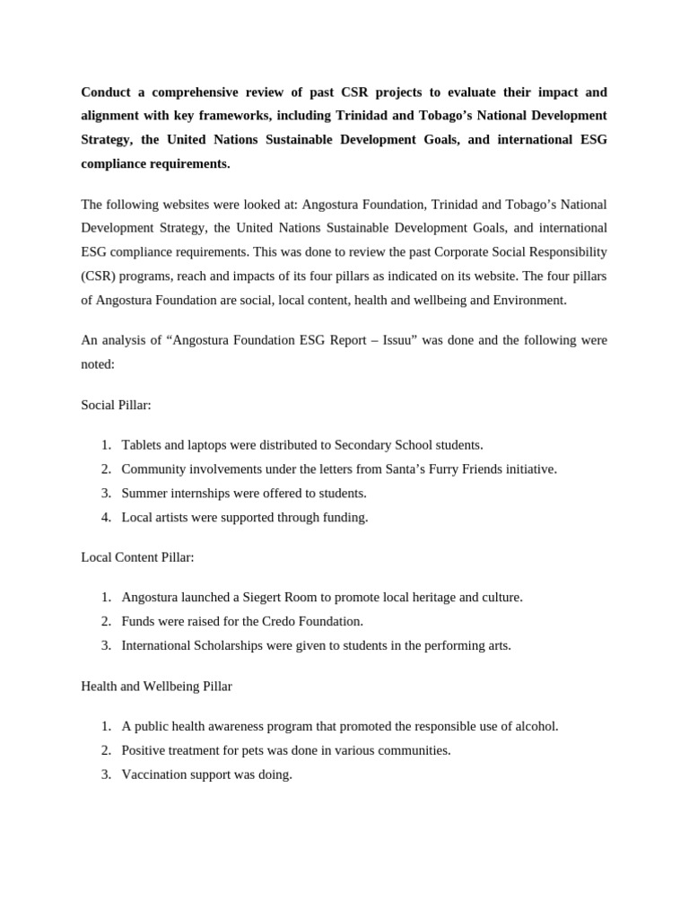 Conduct A Comprehensive Review of Past CSR Projects To Evaluate Their ...