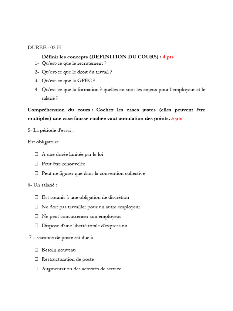 Concepts clés en GRH et droit du travail | PDF