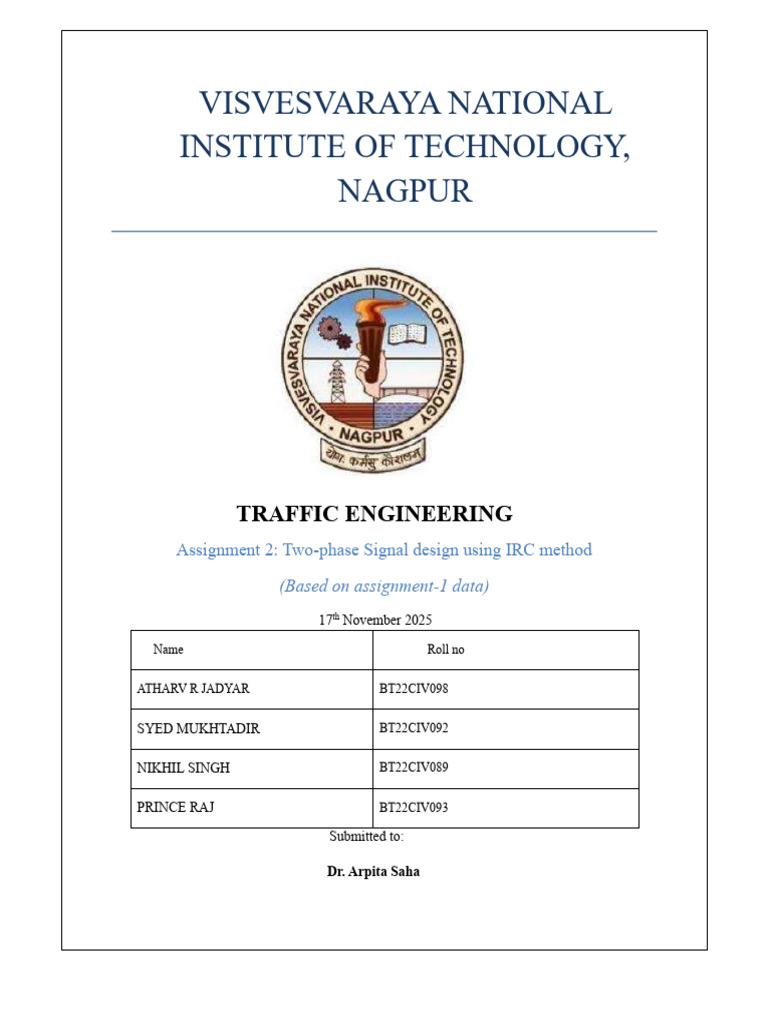Two-Phase Signal Design Using IRC Method | PDF | Traffic | Intersection ...