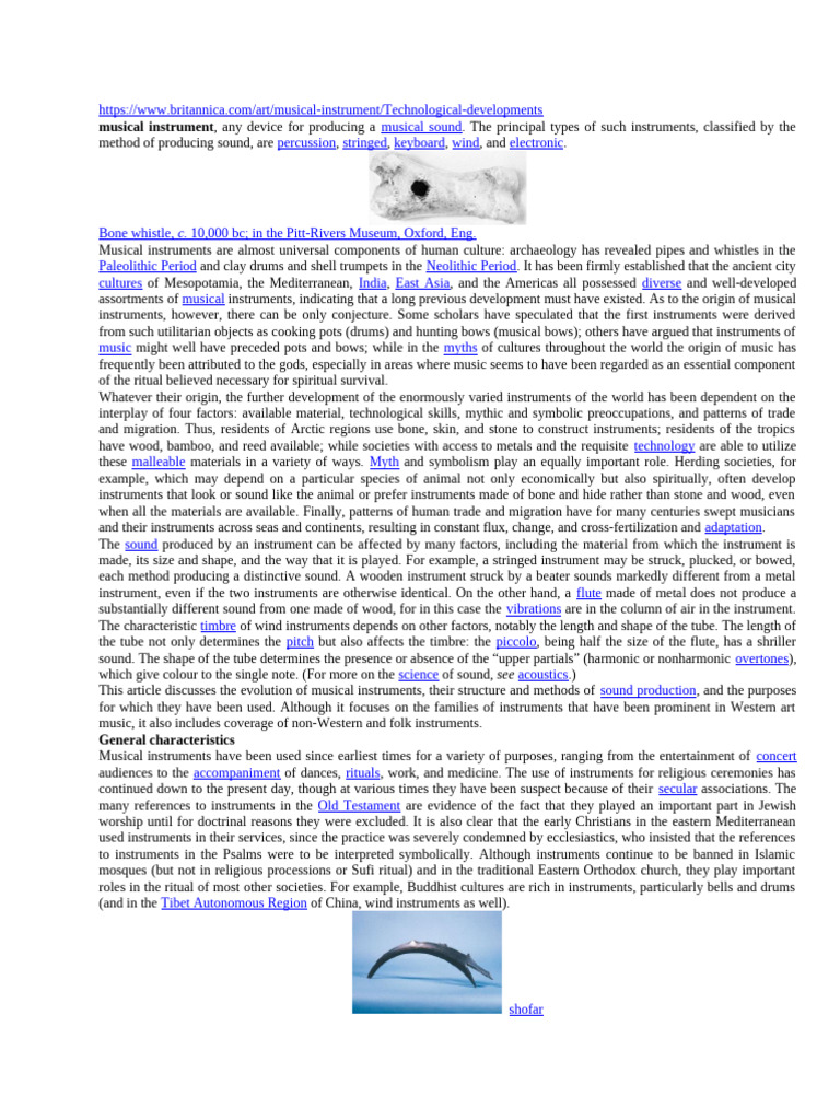 Evolution and Types of Musical Instruments | PDF | Musical Instruments ...