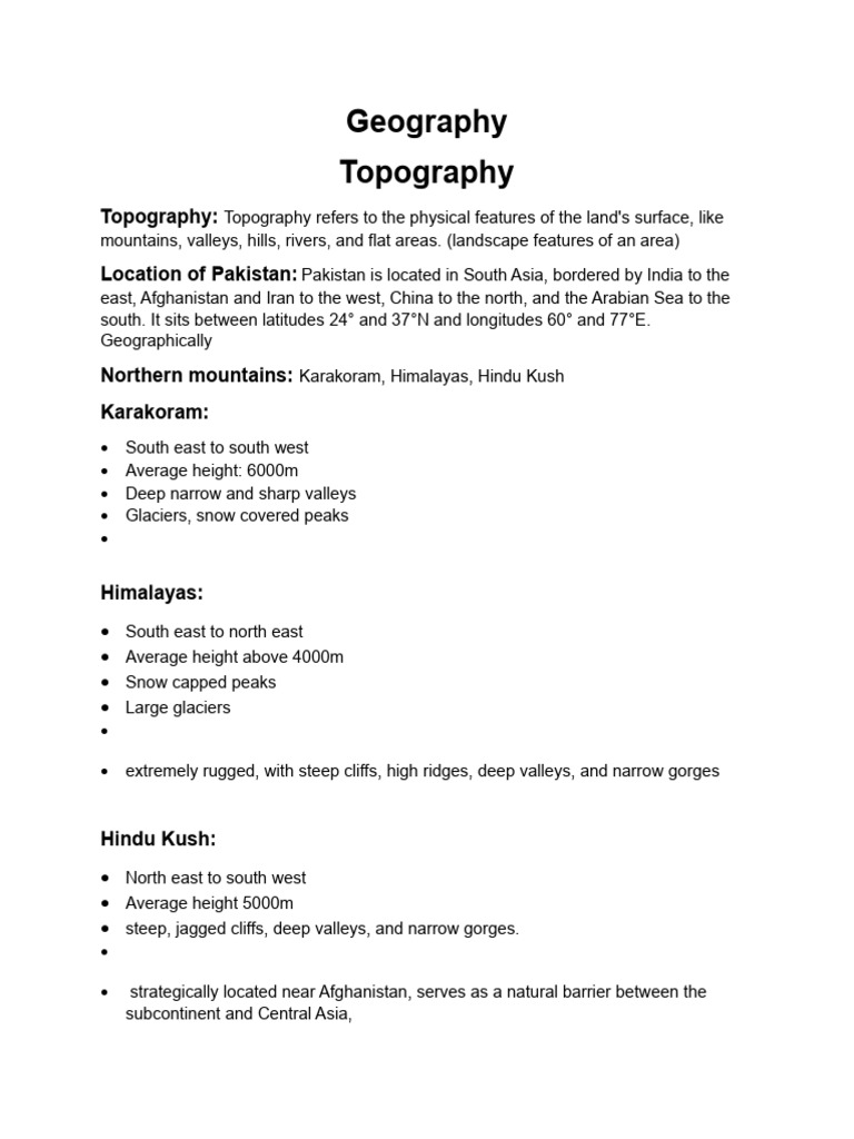 Topography (My Notes) | PDF | Himalayas | River