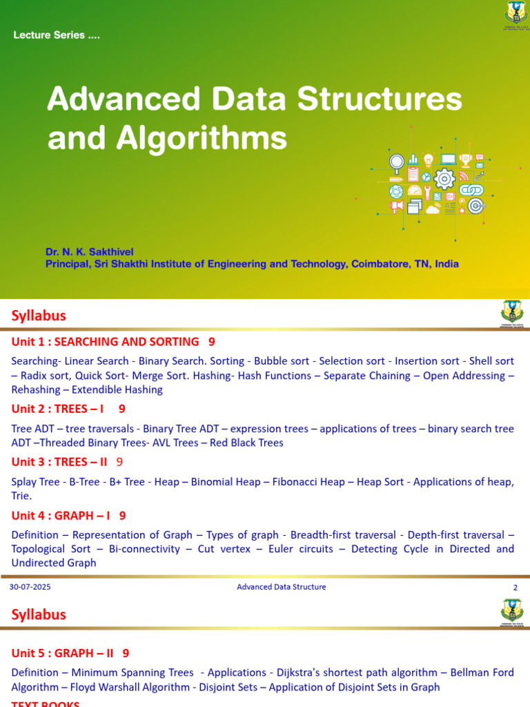 Advanced Data Structures Syllabus Overview | PDF | Time Complexity ...