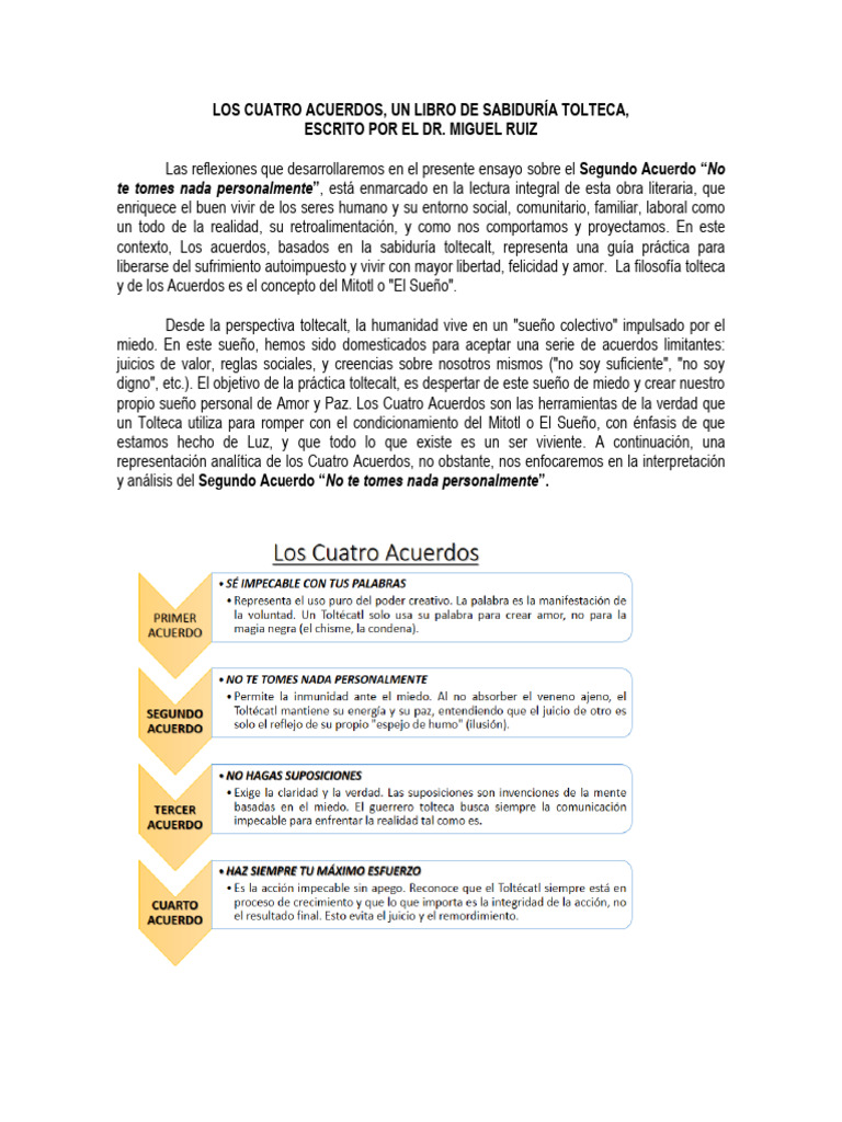 Segundo Acuerdo: No te tomes nada personal | PDF | Las emociones ...