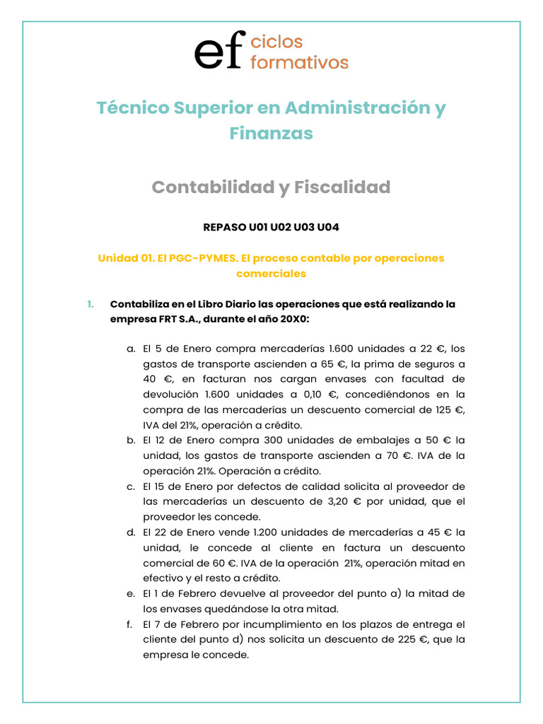Repaso U01 U02 U03 U04 | PDF | Compartir (Finanzas) | Bancos