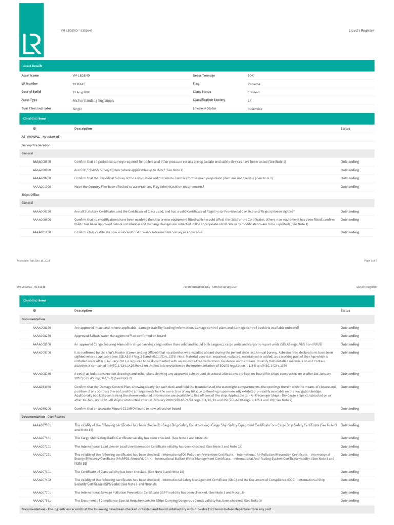 Checklist Listing Export 191220230849 | PDF | Ships | Boiler