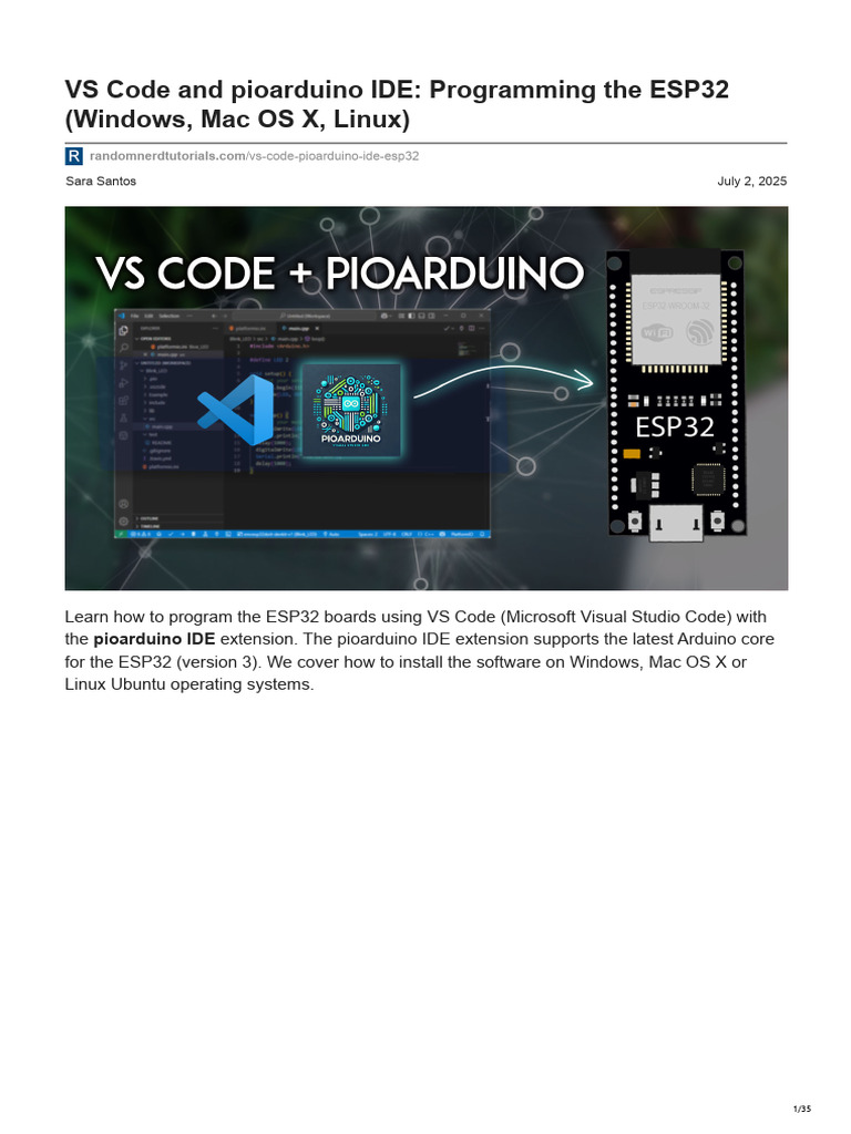 VS Code and pioarduino IDE Programming the ESP32 Windows Mac OS X Linux ...