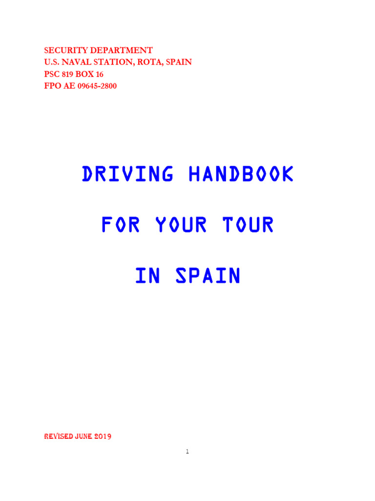 Driving Handbook for U.S. Personnel in Spain | PDF | Traffic | Driver's ...