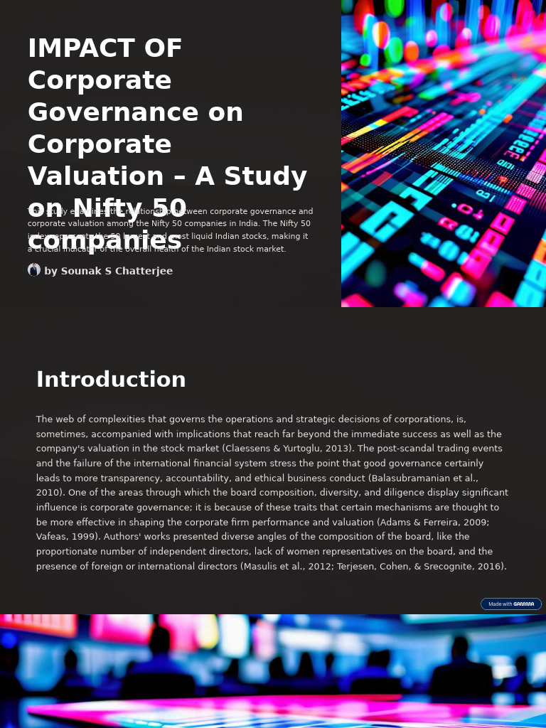 IMPACT of Corporate Governance On Corporate Valuation A Study On Nifty ...