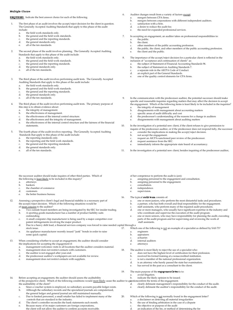 Auditing questions and answers picture